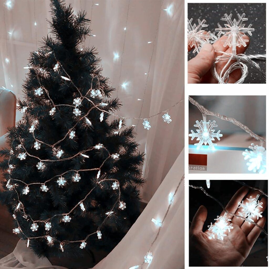 Christmas Lights, 40 LED Snowflake String Fairy Lights for Home, Party, Christmas, Wedding, Garden, Xmas Garden Patio Bedroom Decor Indoor Outdoor Celebration Lighting
